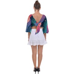 Tie Back Butterfly Sleeve Chiffon Top 