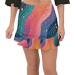 Art Abstract Pattern Fishtail Mini Chiffon Skirt