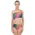 Art Abstract Pattern Spliced Up Two Piece Swimsuit