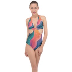 Halter Front Plunge Swimsuit 