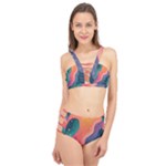 Art Abstract Pattern Cage Up Bikini Set