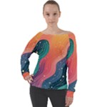 Art Abstract Pattern Off Shoulder Long Sleeve Velour Top