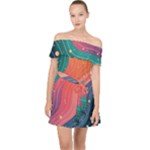 Art Abstract Pattern Off Shoulder Chiffon Dress