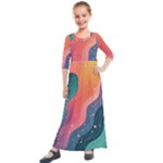 Art Abstract Pattern Kids  Quarter Sleeve Maxi Dress