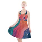 Art Abstract Pattern Halter Party Swing Dress 