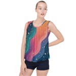 Art Abstract Pattern Bubble Hem Chiffon Tank Top