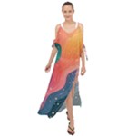 Art Abstract Pattern Maxi Chiffon Cover Up Dress