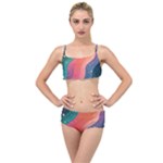 Art Abstract Pattern Layered Top Bikini Set