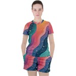 Art Abstract Pattern Women s T-Shirt and Shorts Set