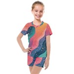 Art Abstract Pattern Kids  Mesh T-Shirt and Shorts Set