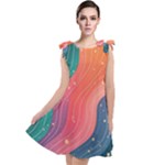 Art Abstract Pattern Tie Up Tunic Dress