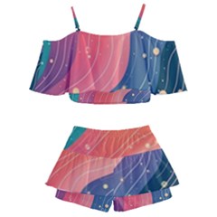 Kids  Off Shoulder Skirt Bikini 