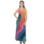 Art Abstract Pattern Sleeveless Velour Maxi Dress