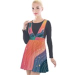 Art Abstract Pattern Plunge Pinafore Velour Dress