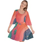 Art Abstract Pattern Velour Kimono Dress