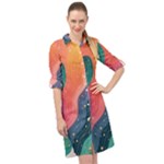 Art Abstract Pattern Long Sleeve Mini Shirt Dress