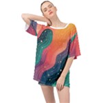 Art Abstract Pattern Oversized Chiffon Top