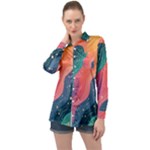 Art Abstract Pattern Long Sleeve Satin Shirt