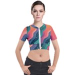 Art Abstract Pattern Short Sleeve Cropped Jacket