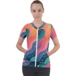 Art Abstract Pattern Short Sleeve Zip Up Jacket