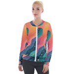 Art Abstract Pattern Velvet Zip Up Jacket