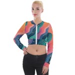 Art Abstract Pattern Long Sleeve Cropped Velvet Jacket