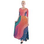 Art Abstract Pattern Half Sleeves Maxi Dress