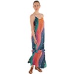 Art Abstract Pattern Cami Maxi Ruffle Chiffon Dress