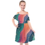 Art Abstract Pattern Kids  Cut Out Shoulders Chiffon Dress