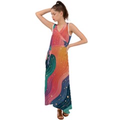 V-Neck Chiffon Maxi Dress 