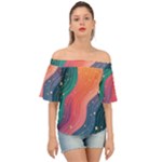 Art Abstract Pattern Off Shoulder Short Sleeve Top