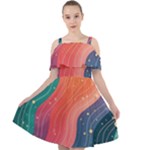 Art Abstract Pattern Cut Out Shoulders Dress