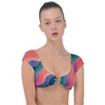 Art Abstract Pattern Cap Sleeve Ring Bikini Top