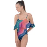 Art Abstract Pattern Drape Piece Swimsuit