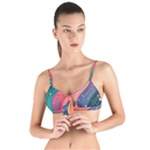 Art Abstract Pattern Tie Up Cut Bikini Top