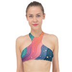 Art Abstract Pattern High Neck Bikini Top