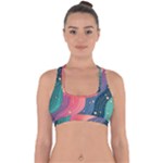 Art Abstract Pattern Cross Back Hipster Bikini Top 