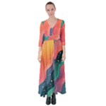 Art Abstract Pattern Button Up Maxi Dress