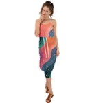 Art Abstract Pattern Waist Tie Cover Up Chiffon Dress