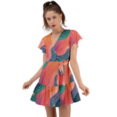 Flutter Sleeve Wrap Dress 