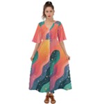 Art Abstract Pattern Kimono Sleeve Boho Dress