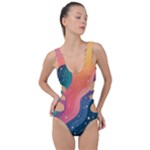 Art Abstract Pattern Side Cut Out Swimsuit