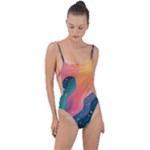 Art Abstract Pattern Tie Strap One Piece Swimsuit