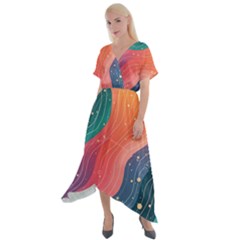 Cross Front Sharkbite Hem Maxi Dress 