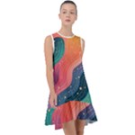 Art Abstract Pattern Frill Swing Dress