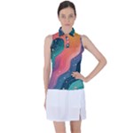 Art Abstract Pattern Women s Sleeveless Polo T-Shirt