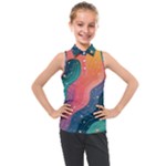 Art Abstract Pattern Kids  Sleeveless Polo T-Shirt