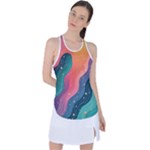 Art Abstract Pattern Racer Back Mesh Tank Top