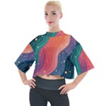 Art Abstract Pattern Mock Neck T-Shirt