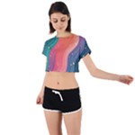 Art Abstract Pattern Tie Back Short Sleeve Crop T-Shirt